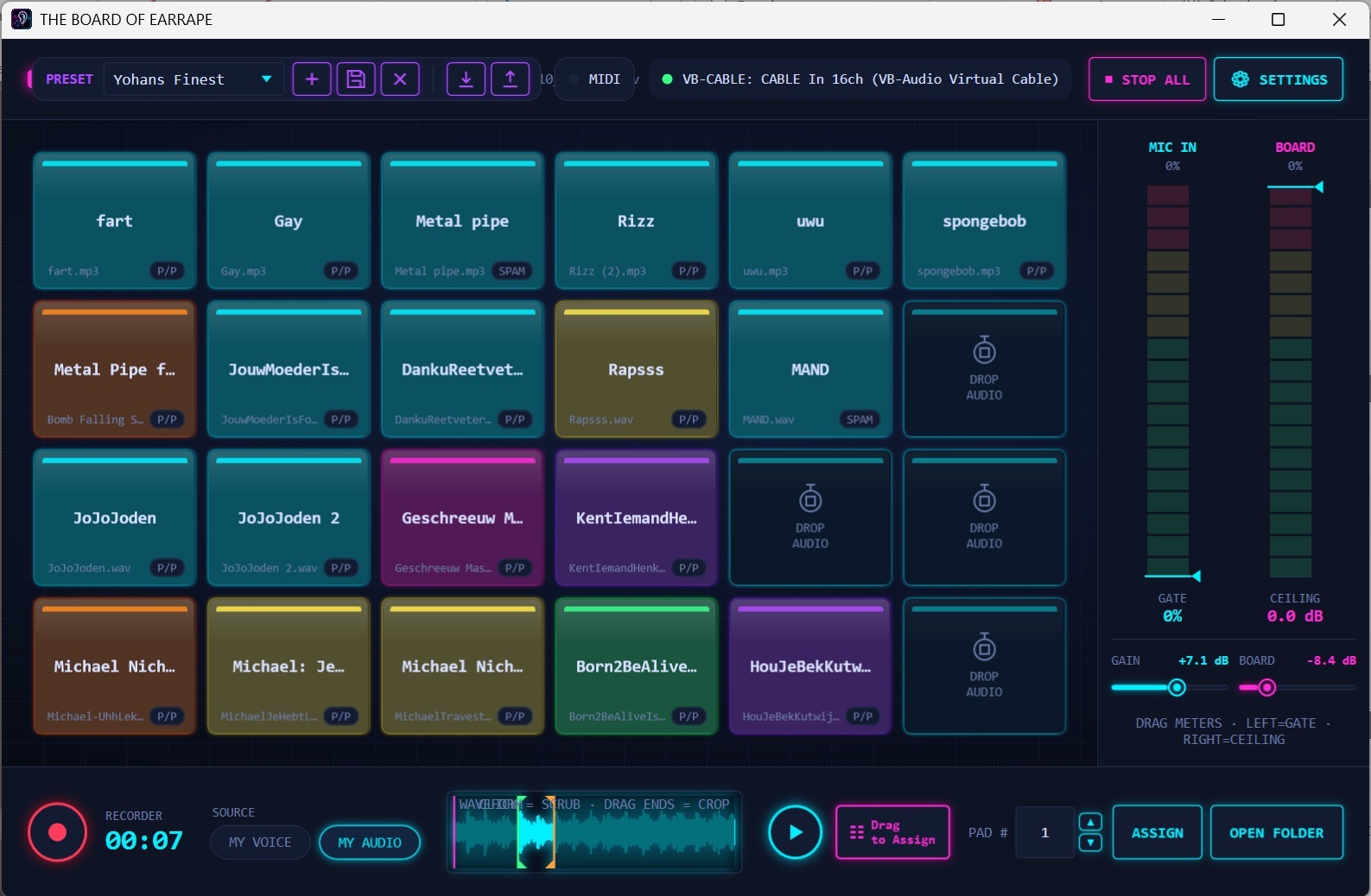 The Board Of Earrape - Dual Input Soundboard